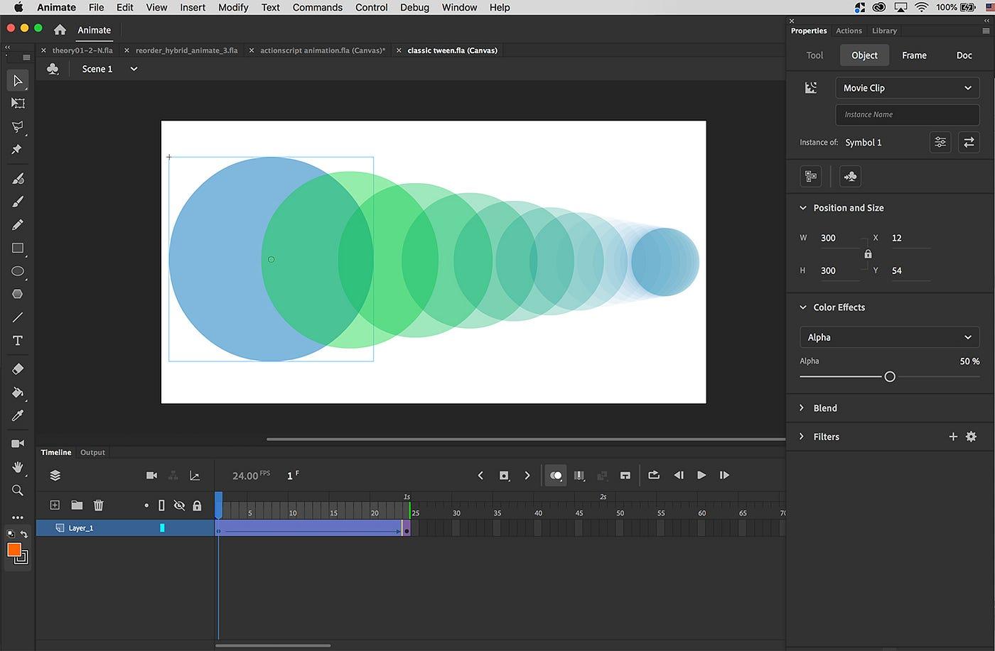 Tween animation in Adobe Animate