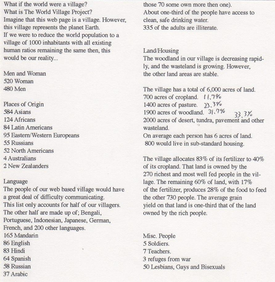 The core concept of Global Village, described in the text